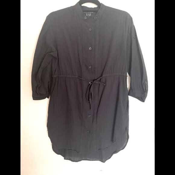 French Connection size 4 black draw waist shirt - Picture 2 of 7
